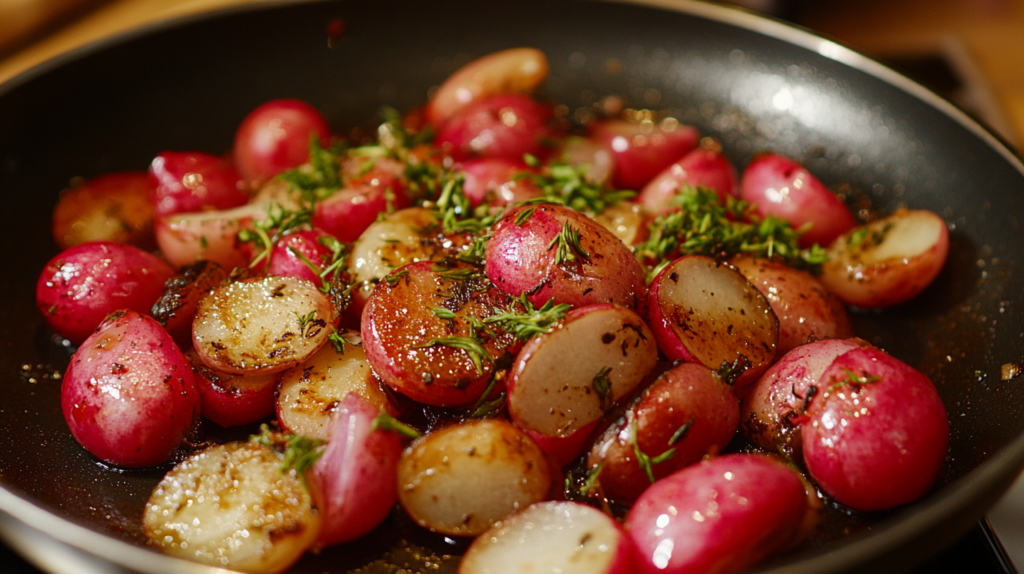 Roasted French Breakfast Radishe with herbs.