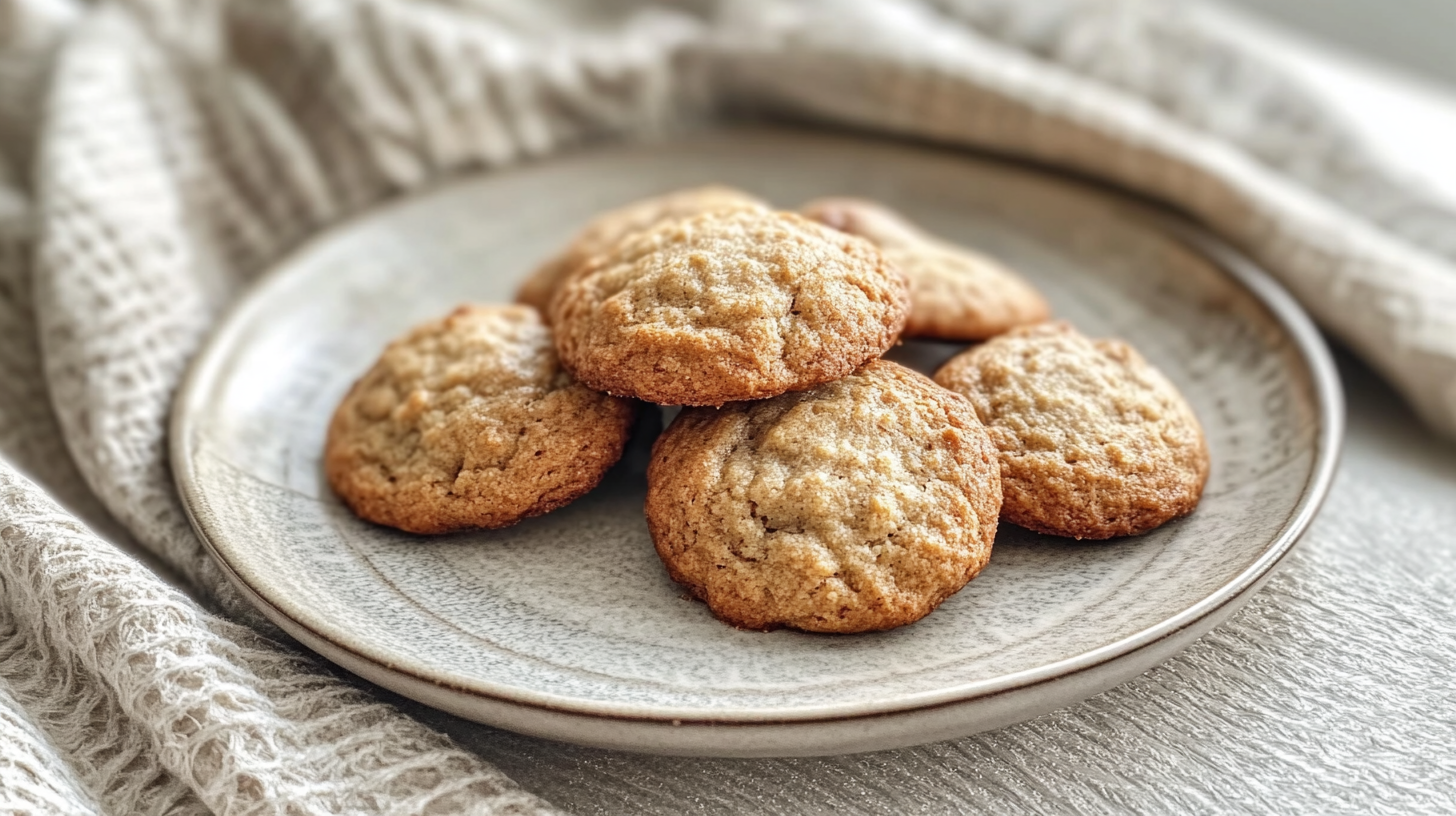 Plate of soft banana bread cookies, freshly baked.
