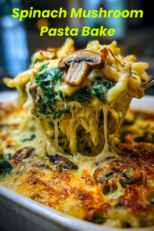 Creamy Spinach Mushroom Pasta Bake