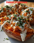 Buffalo Chicken Stuffed Sweet Potatoes with Ranch