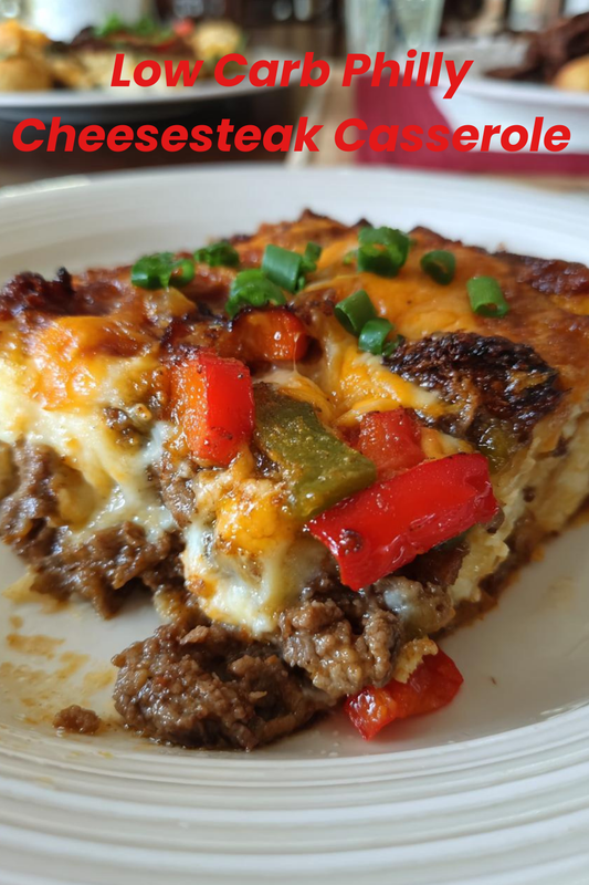 Low Carb Philly Cheesesteak Casserole