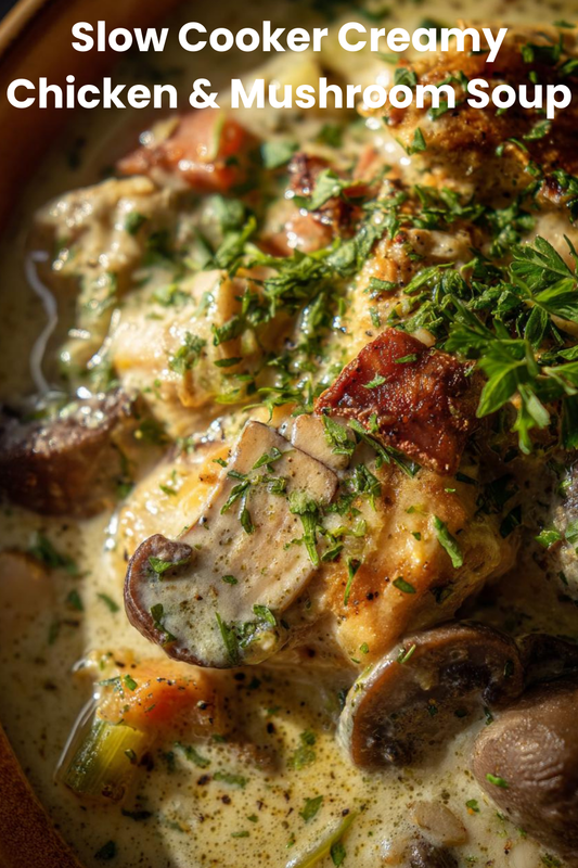 Slow Cooker Creamy Chicken & Mushroom Soup
