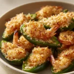 Close-up of air fryer shrimp jalapeno poppers with a clean background
