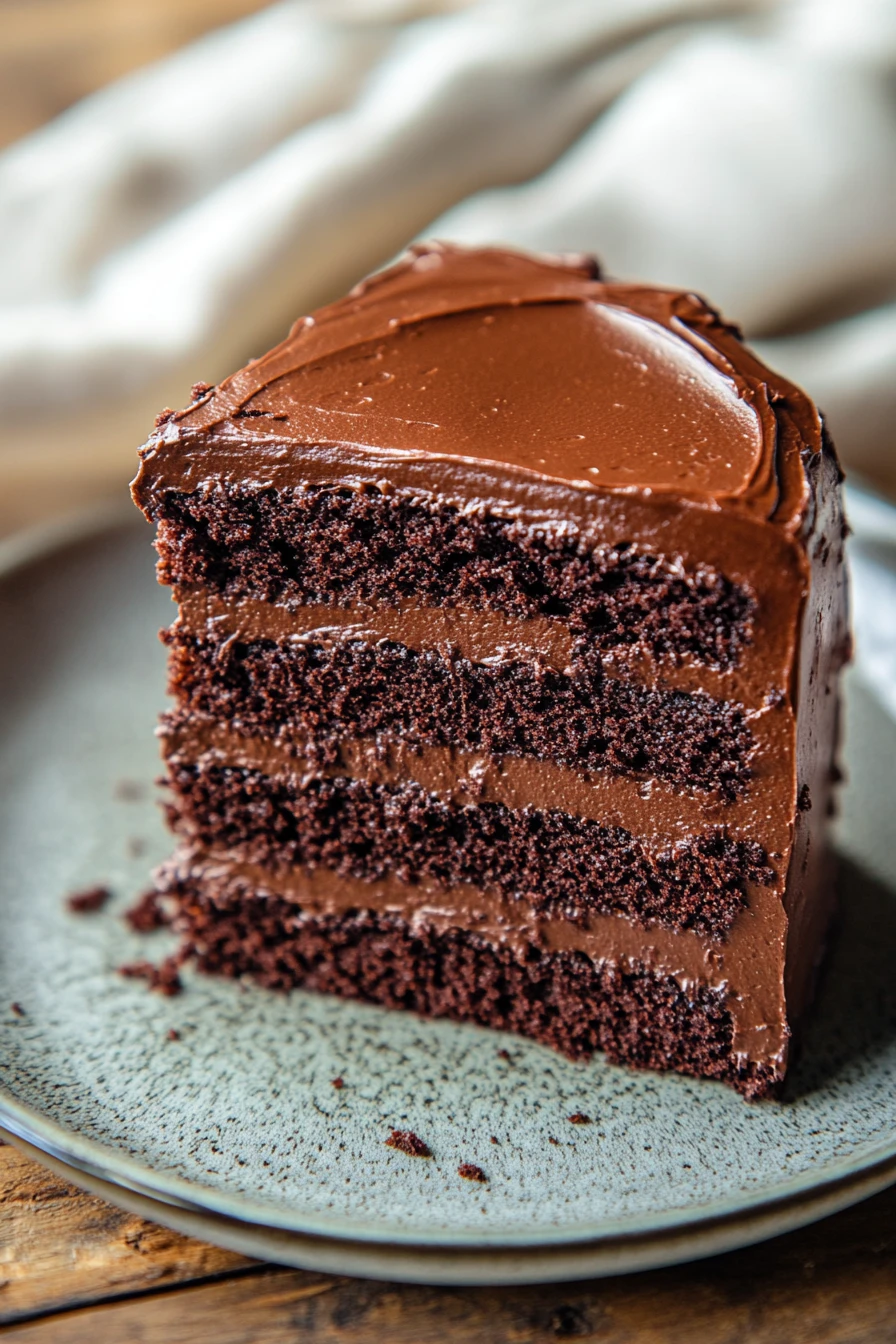 Close-up of a beautifully decorated chocolate cake with rich textures and a clean background.