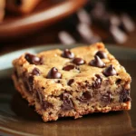 Close-up of chocolate chip cookie bars on a party display with a clean background