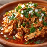 Close-up of Chicken Tinga with vibrant colors and appetizing presentation.