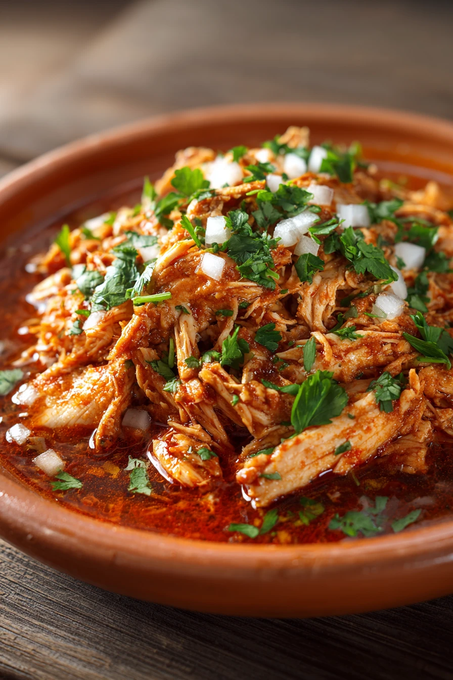 Close-up of Chicken Tinga with vibrant colors and appetizing presentation.