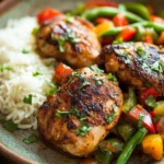Close-up of jerk chicken with a creamy sauce, perfect for a freezer meal.