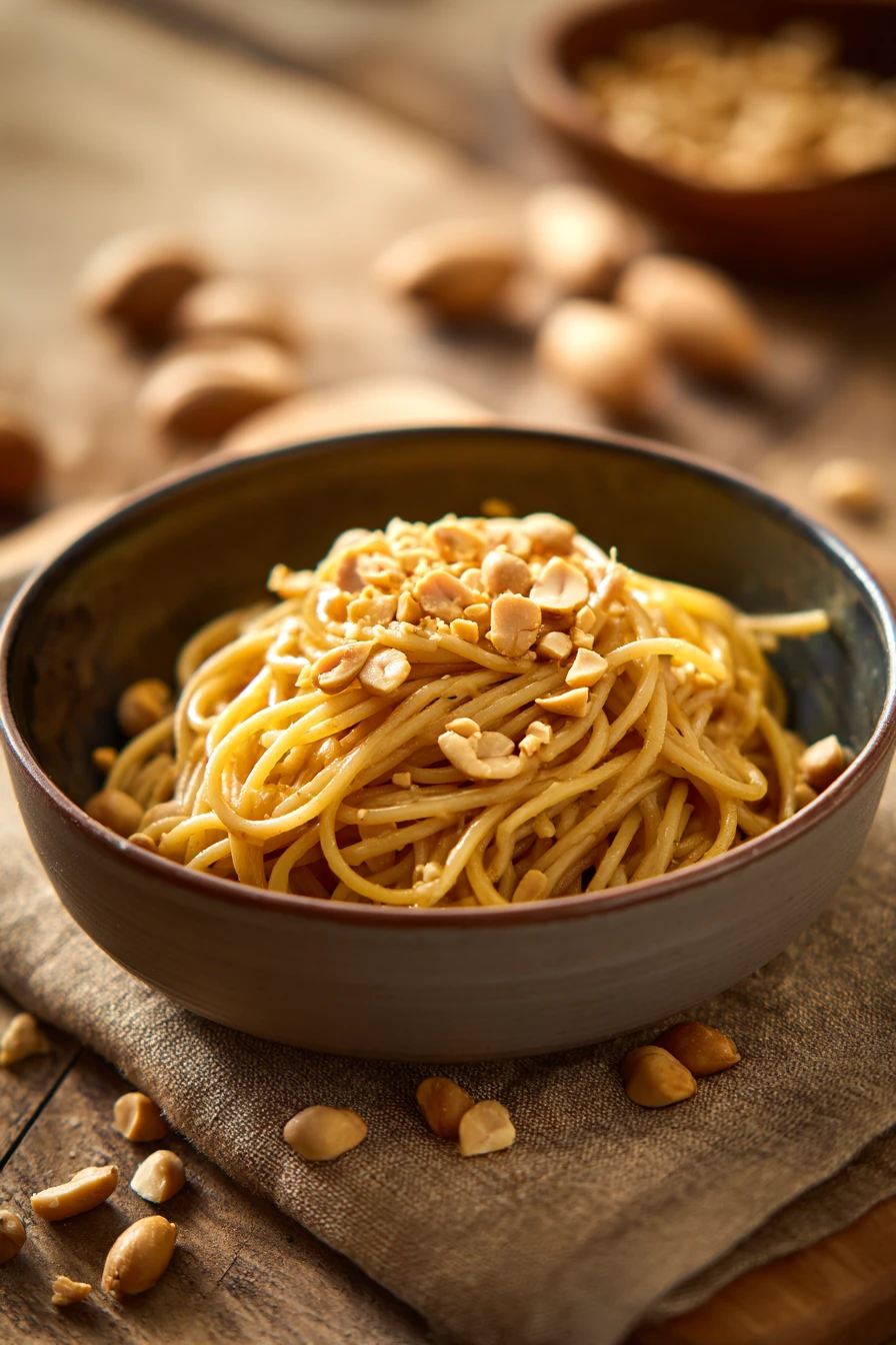 Close-up of creamy one pot pasta with visible textures and bright lighting