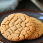 Close-up of peanut butter cookies on a wooden surface, no sugar added.
