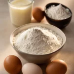 Close-up of a vanilla cake with creamy frosting on a clean background