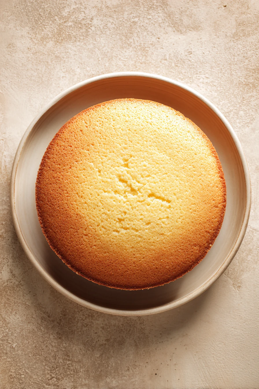 Close-up of a vanilla cake without eggs, showcasing a smooth, creamy texture.