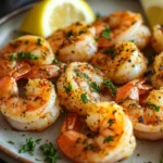 Close-up of air fryer shrimp with Italian seasoning on a clean white plate