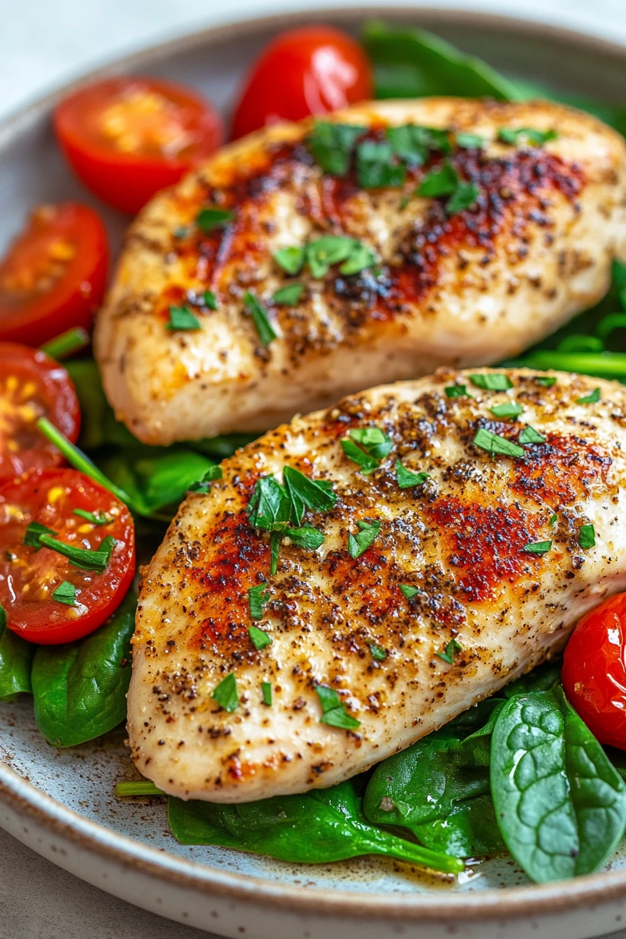 Close-up of a chicken breast dinner with creamy sauce, ideal for a keto diet.