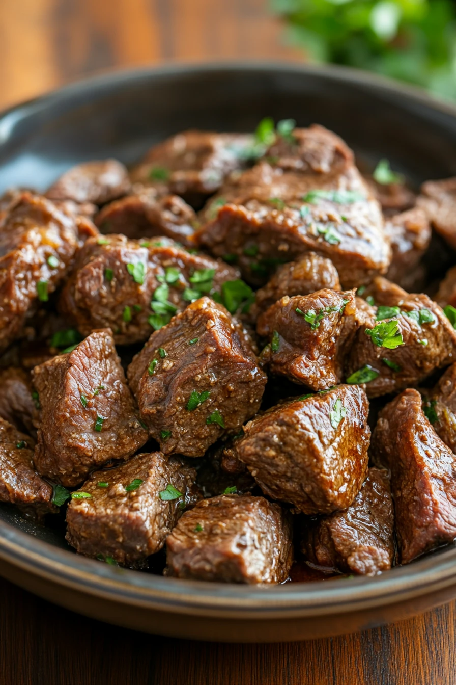 Close-up of crock pot beef with ranch dressing, showcasing tender beef and creamy sauce.
