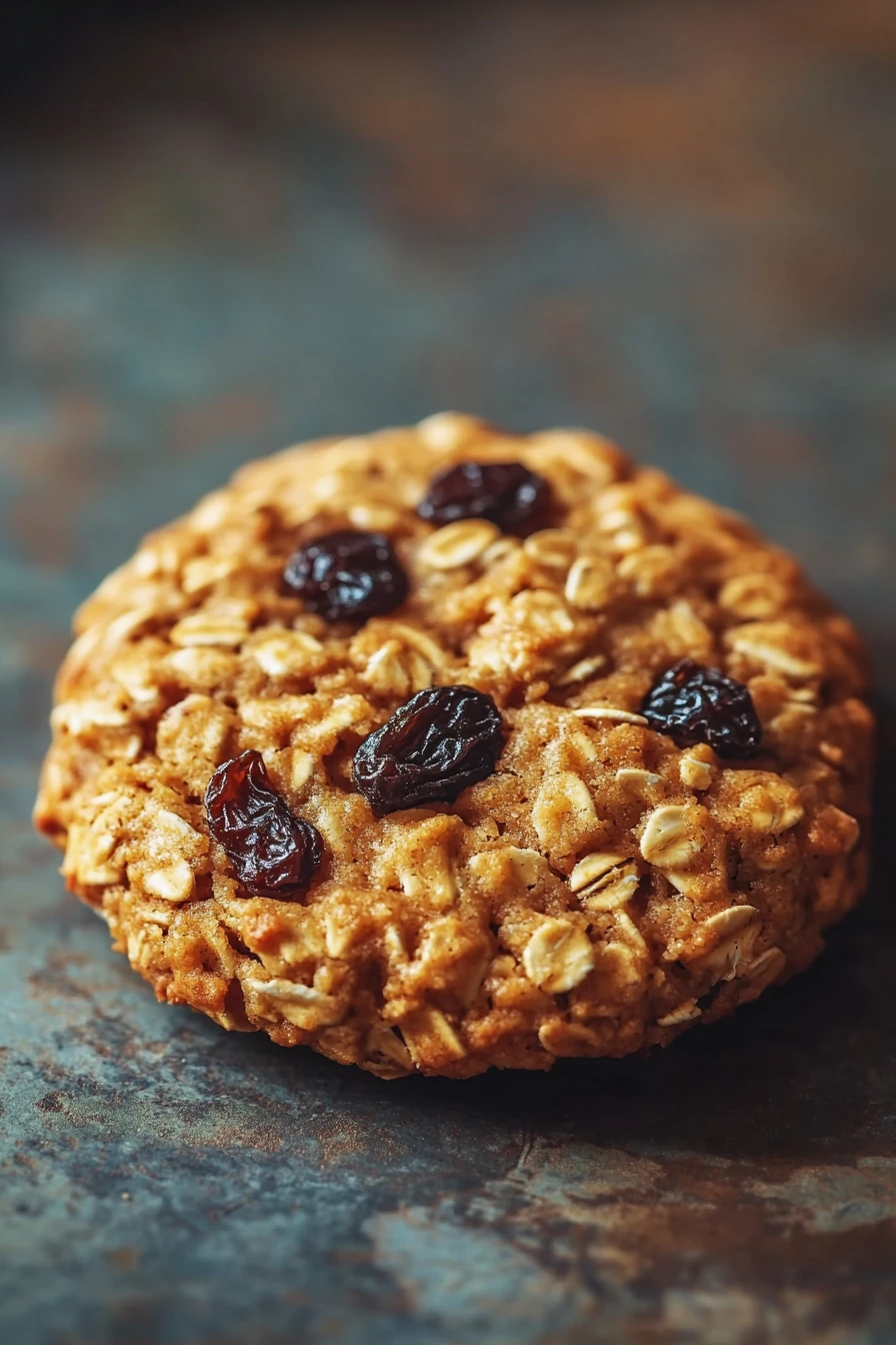 Close-up of eggless oatmeal cookies on a clean white background