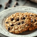 Close-up of eggless chewy cookies on a white plate with a clean background