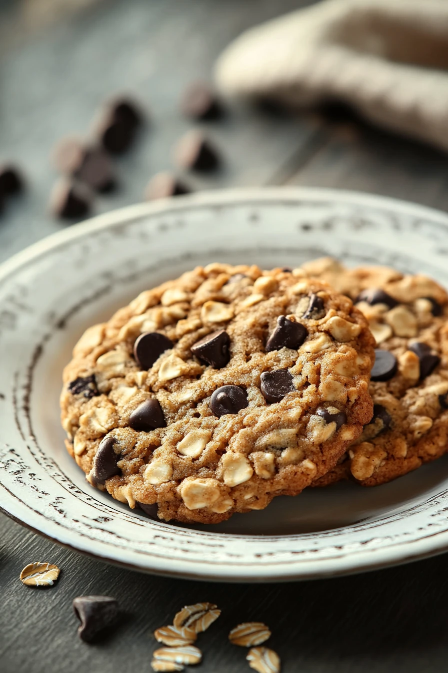 Close-up of eggless chewy cookies on a white plate with a clean background