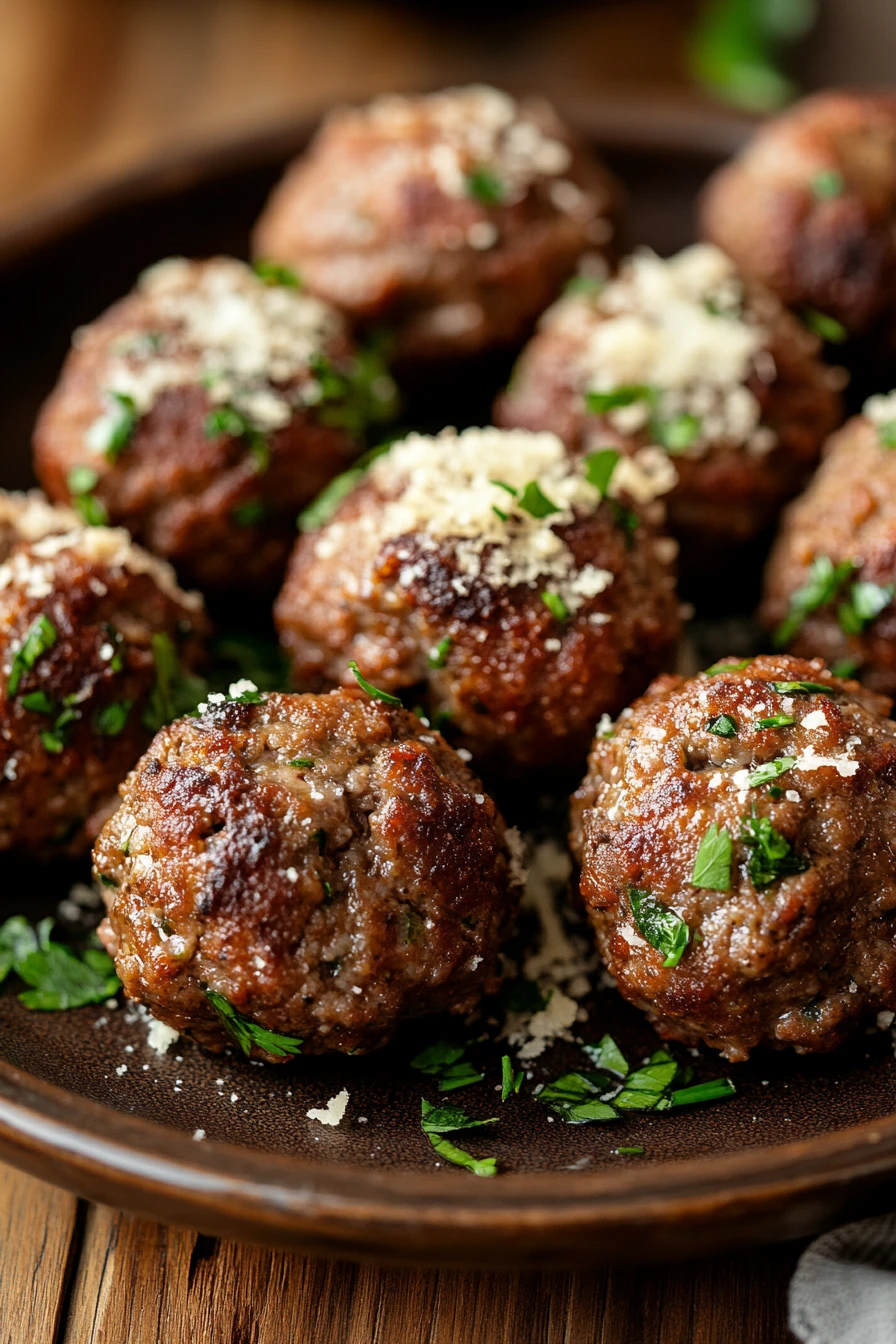 Close-up of delicious ground beef meatballs with a clean background.