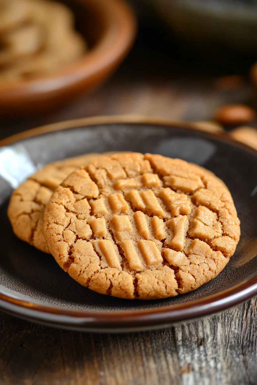 Close-up of natural peanut butter cookies on a clean, minimal background