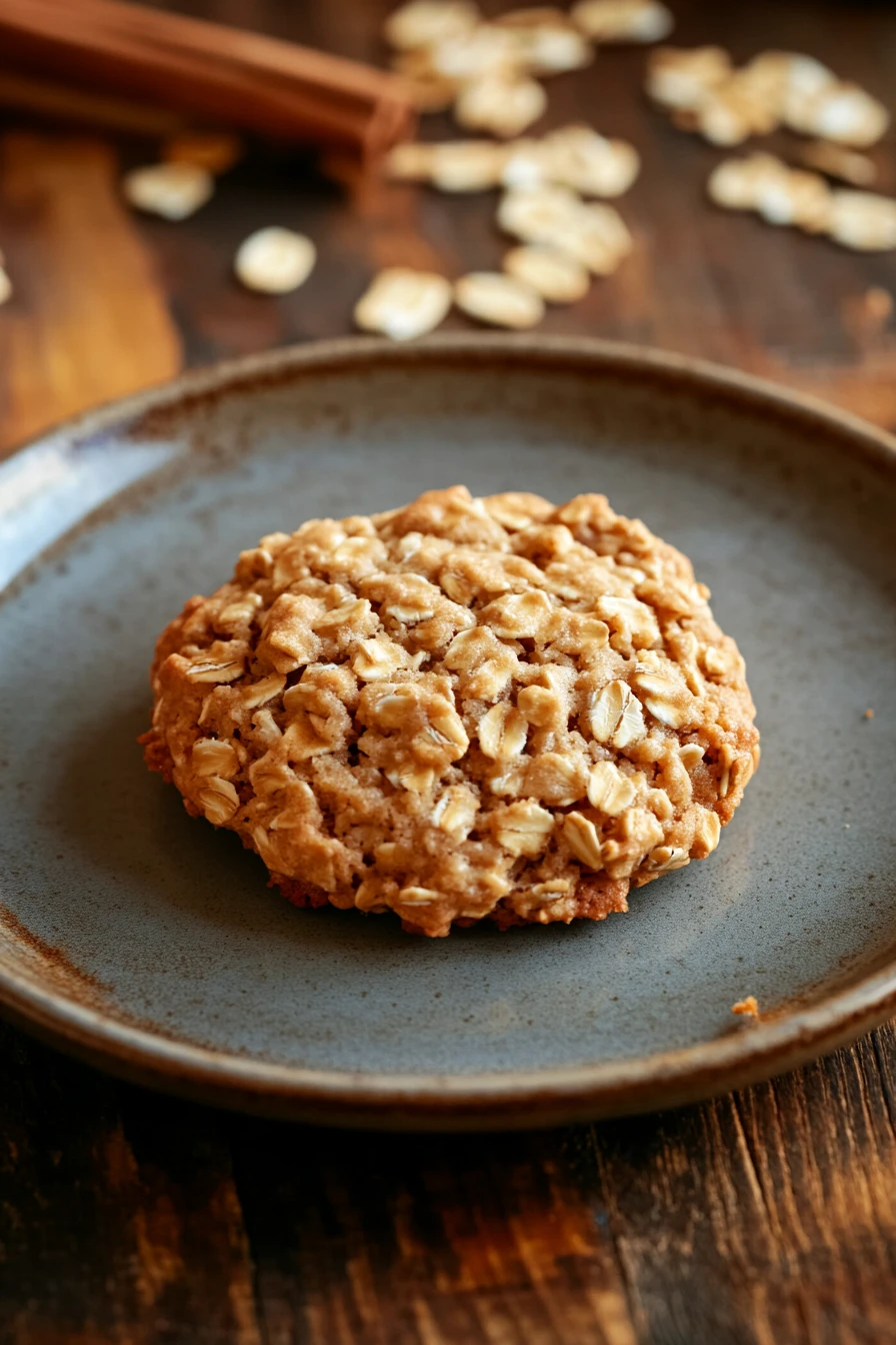 Close-up of oatmeal cookie mix with visible texture and warm lighting, perfect for baking enthusiasts.