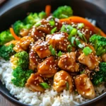 Close-up of one pot chicken teriyaki with bright, natural lighting and sharp textures.