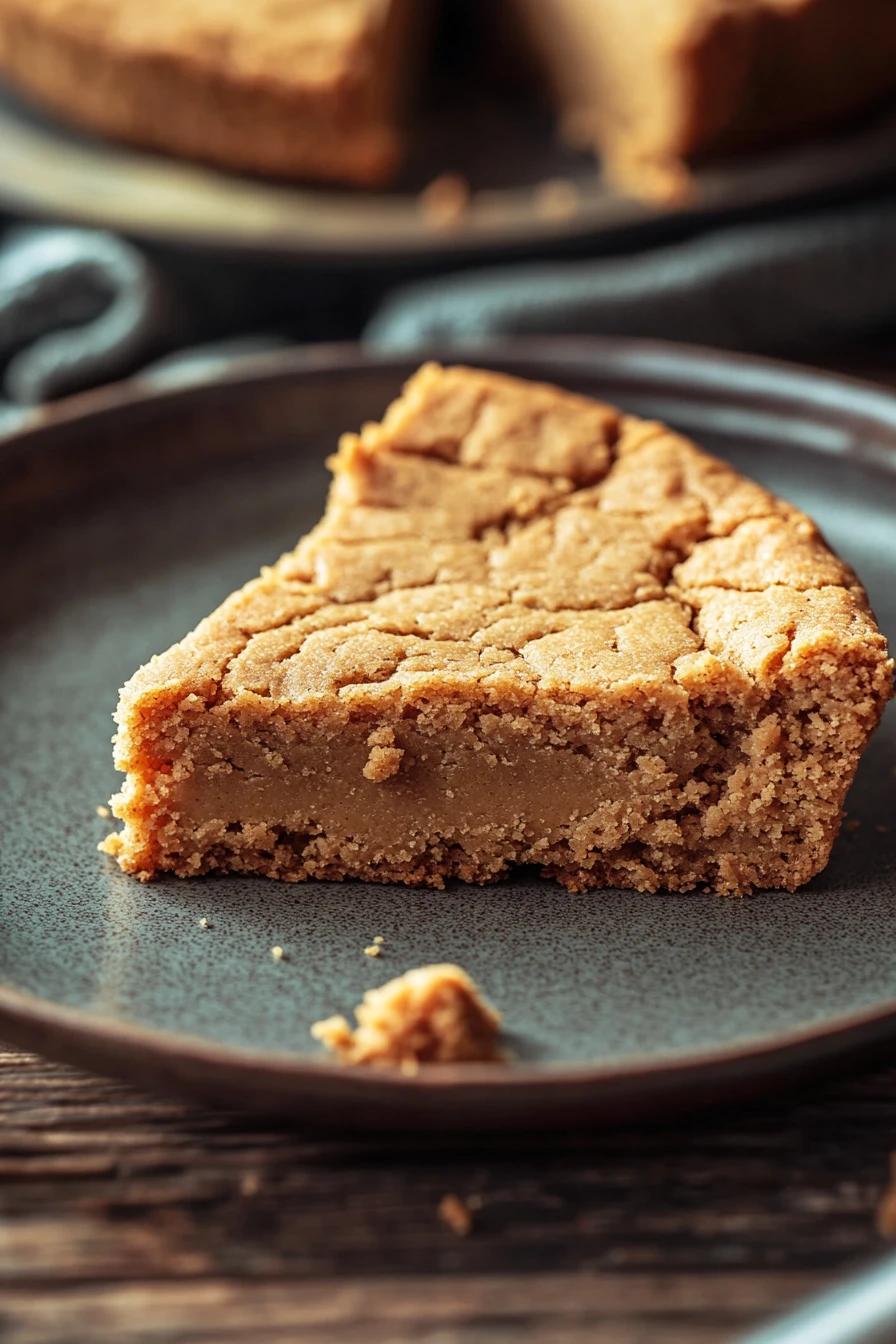 Close-up of a peanut butter cookie crust with a golden-brown texture