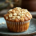 Close-up of yogurt oatmeal muffins with a golden brown top on a clean white background.